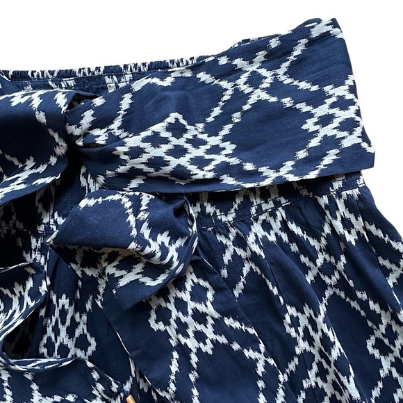 NWT ANTHROPOLOGIE RIMBAUD COTTON SKIRT TASSEL TIE NAVY BLUE & WHITE | MEDIUM - Picture 2 of 11